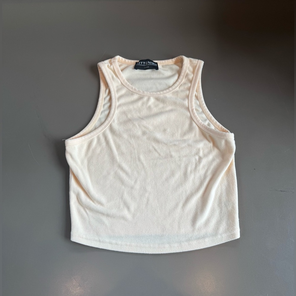 Kittenish Cream Crop Tank Top